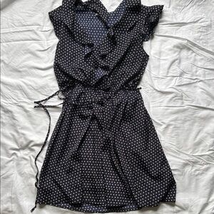 Collective Concepts navy and White Polka Dot Mini Dress